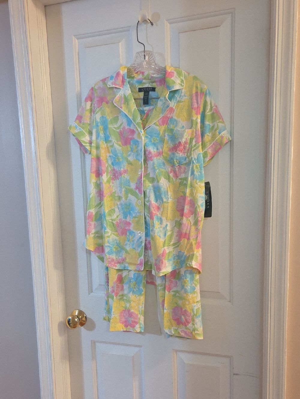 Lauren Ralph Lauren Pastel Floral Pajama Set Small 2 Piece